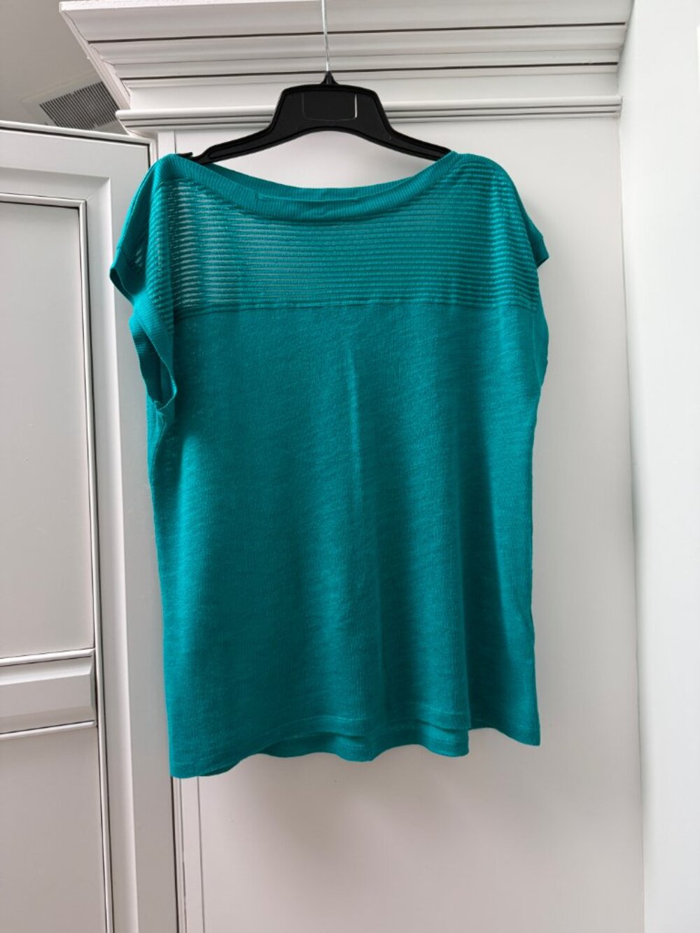 Cable & Gauge Teal Linen Blend Textured Yoke Top – Size M - Picture 2 of 9